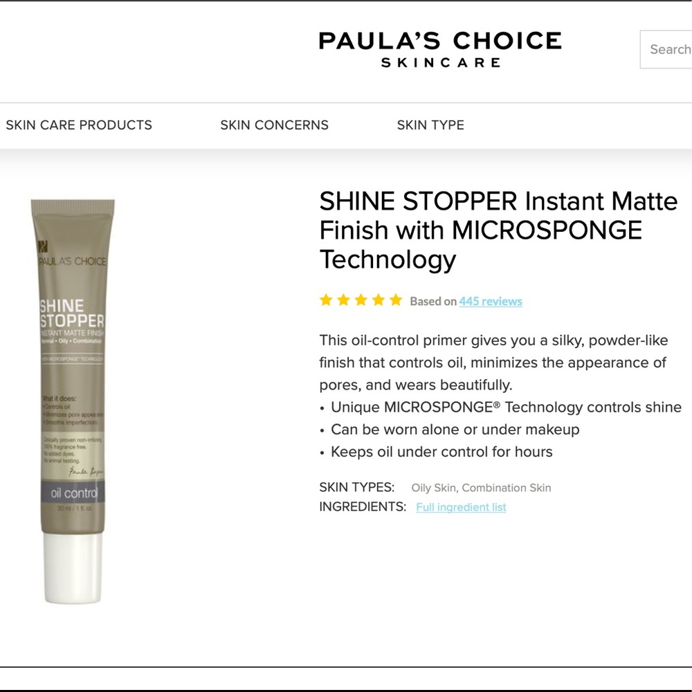 Paula’s choice oil control primer